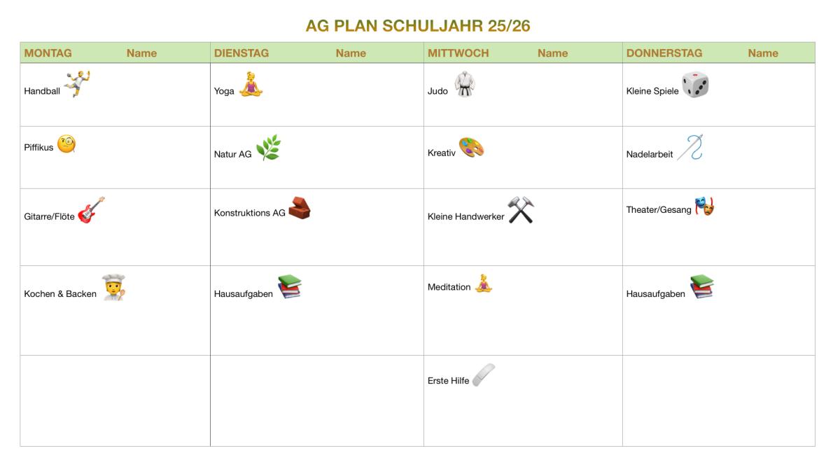 AG-Plan Schuljahr 25/26
